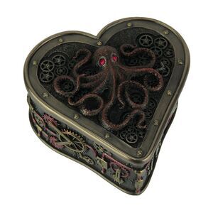 Heart Shaped Steampunk Octopus Trinket / Stash Box